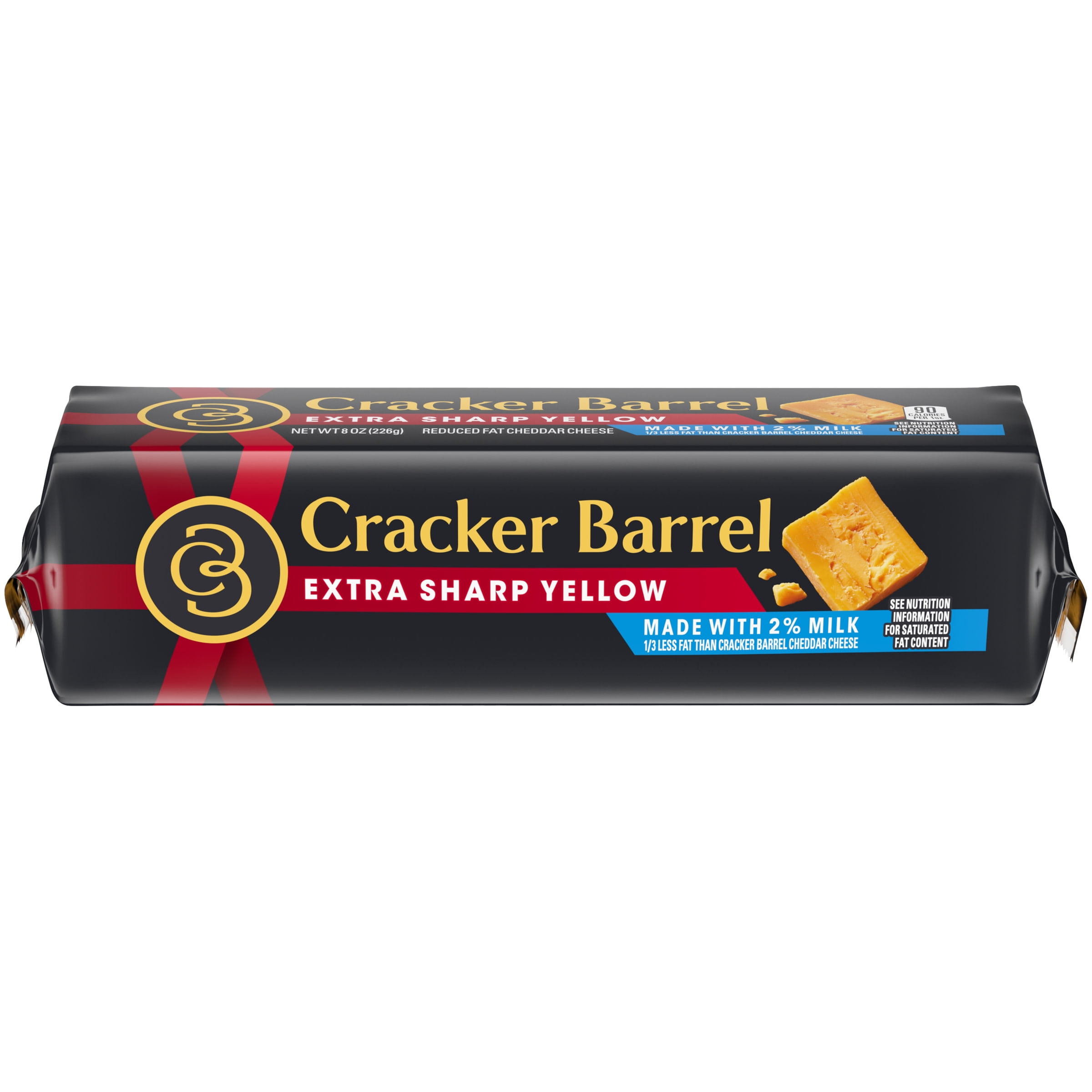 Cracker Barrel Extra Sharp Yellow Cheddar Cheese with 2 Milk, 8 oz