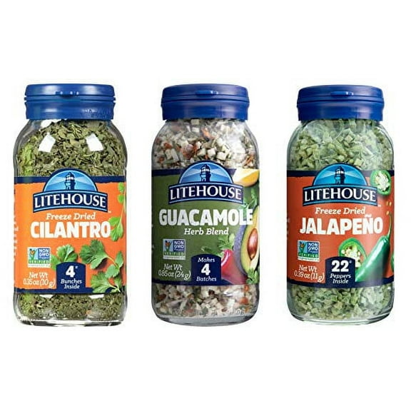 Litehouse Freeze-Dried Herbs Flavors of Easy Guacamole, (Guacamole, Jalapeno, Cilantro), 3-Pack