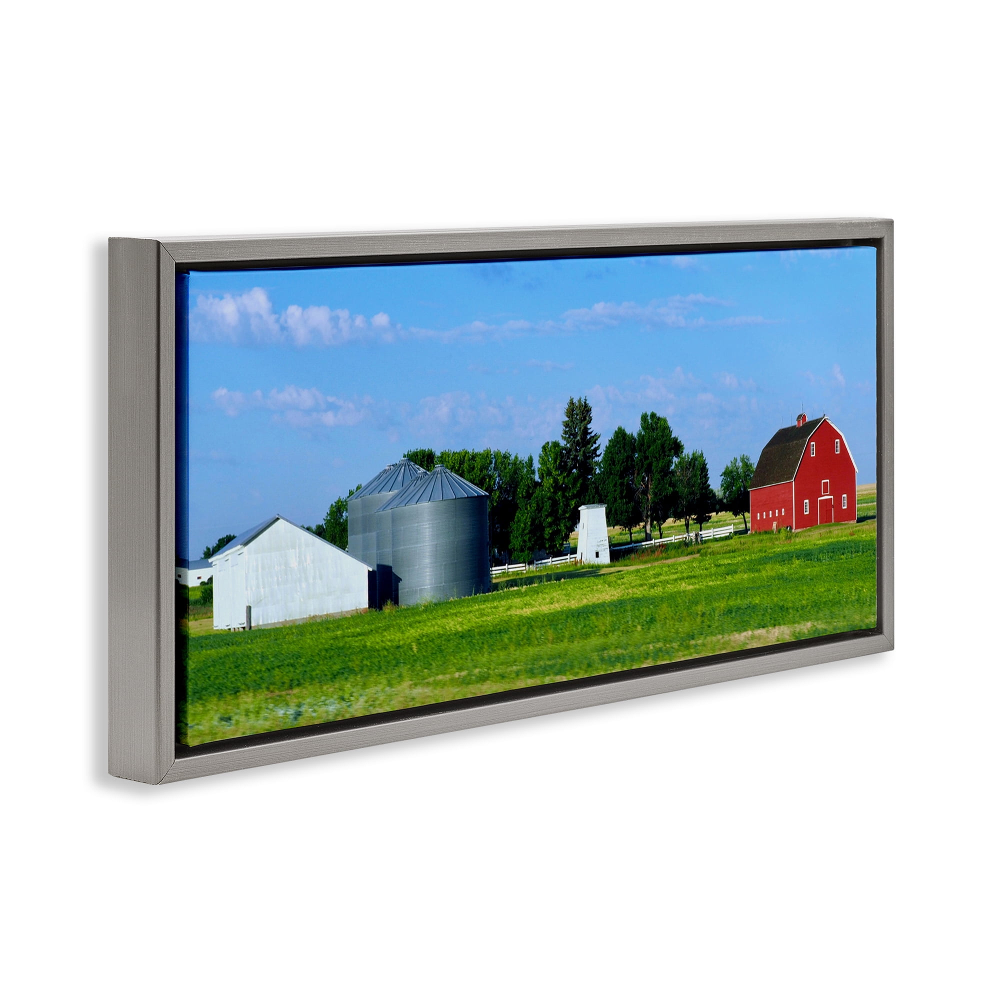 Stupell Industries Barn with Silo Gray Framed Floater Canvas Wall Art, design by Gail Peck