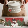 thumbnail image 3 of Snowman Trees Winter Floral Vinyl Placemats Set of 4, Wipeable Red Christmas PVC Woven Table Mats for Party Kitchen Dining Decor, 12x18 Inch, 3 of 6