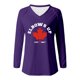 thumbnail image 3 of MHFRRA Camiseta de Manga Larga con Cuello En V y Estampado de La Bandera de Canadá para Mujer Púrpura, 3 of 3