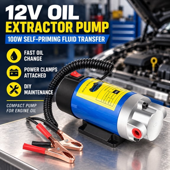 12 Volt Oil Extractor Pump 100W Electric Oil Transfer Pump Self Priming Fluid Transfer Pump Engine Oil Pump Extractor