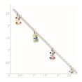 thumbnail image 3 of Sterling Silver Bracelet Childrens Rolo Girl's 9 mm 6 in Multi-color Enameled Bears w/ 1in ext Children's, 3 of 4