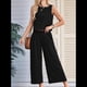 thumbnail image 5 of Conjunto de Dos Piezas de Verano para Mujer: Top Corto Básico Sin Mangas con Cuello Redondo y Pantalones Anchos con Bolsillos Negro XL, 5 of 7