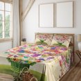 thumbnail image 2 of Ambesonne Butterfly Fitted & Top Sheet Set with Shams, Colorful Moths in Book, Apple Green Multicolor, 2 of 5