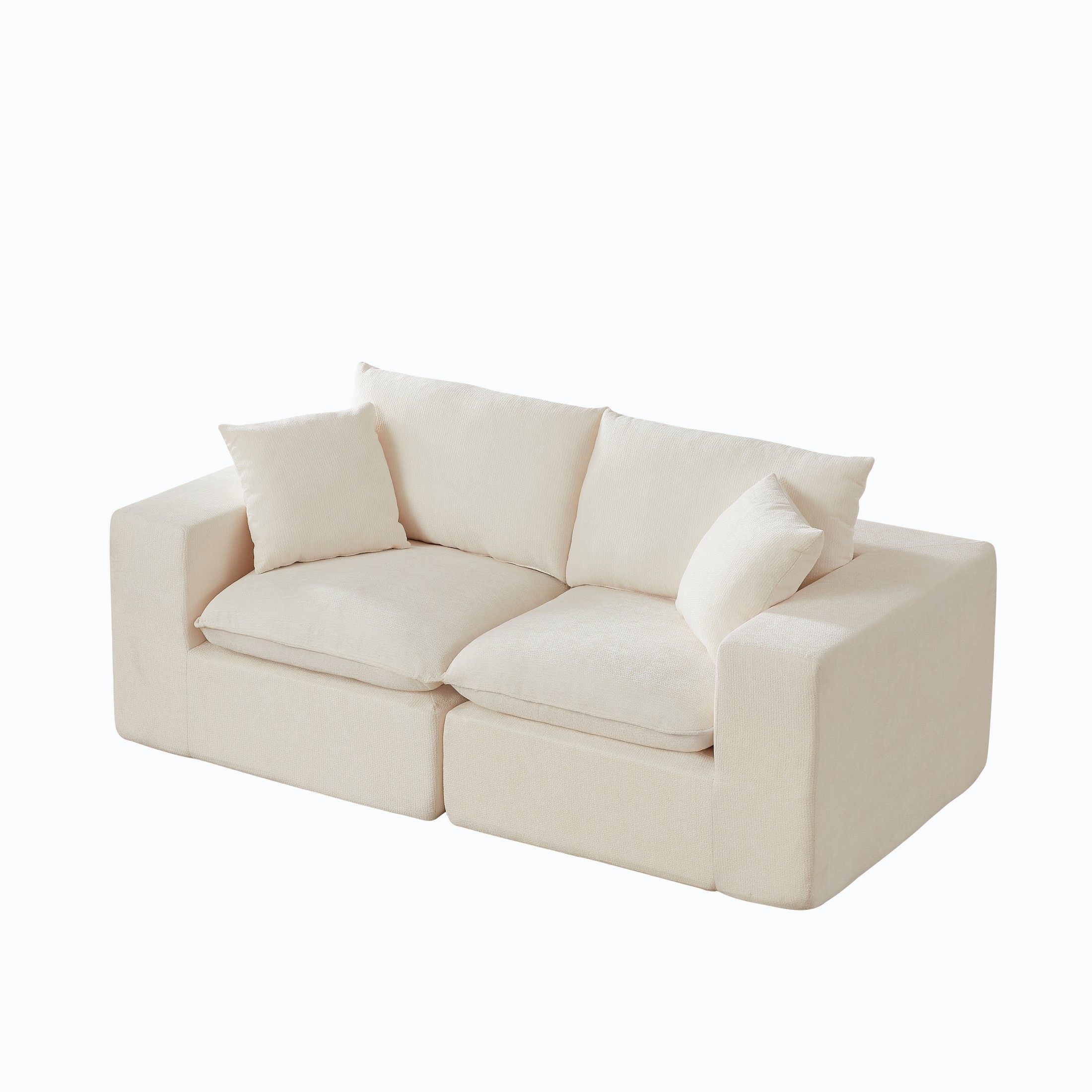 Aukfa 2-Seater Cloud Comfy Sofa, 79" Oversized Deep Seat Chenille Upholstered Loveseat, Modern Modular Couch for Living Room Bedroom, White