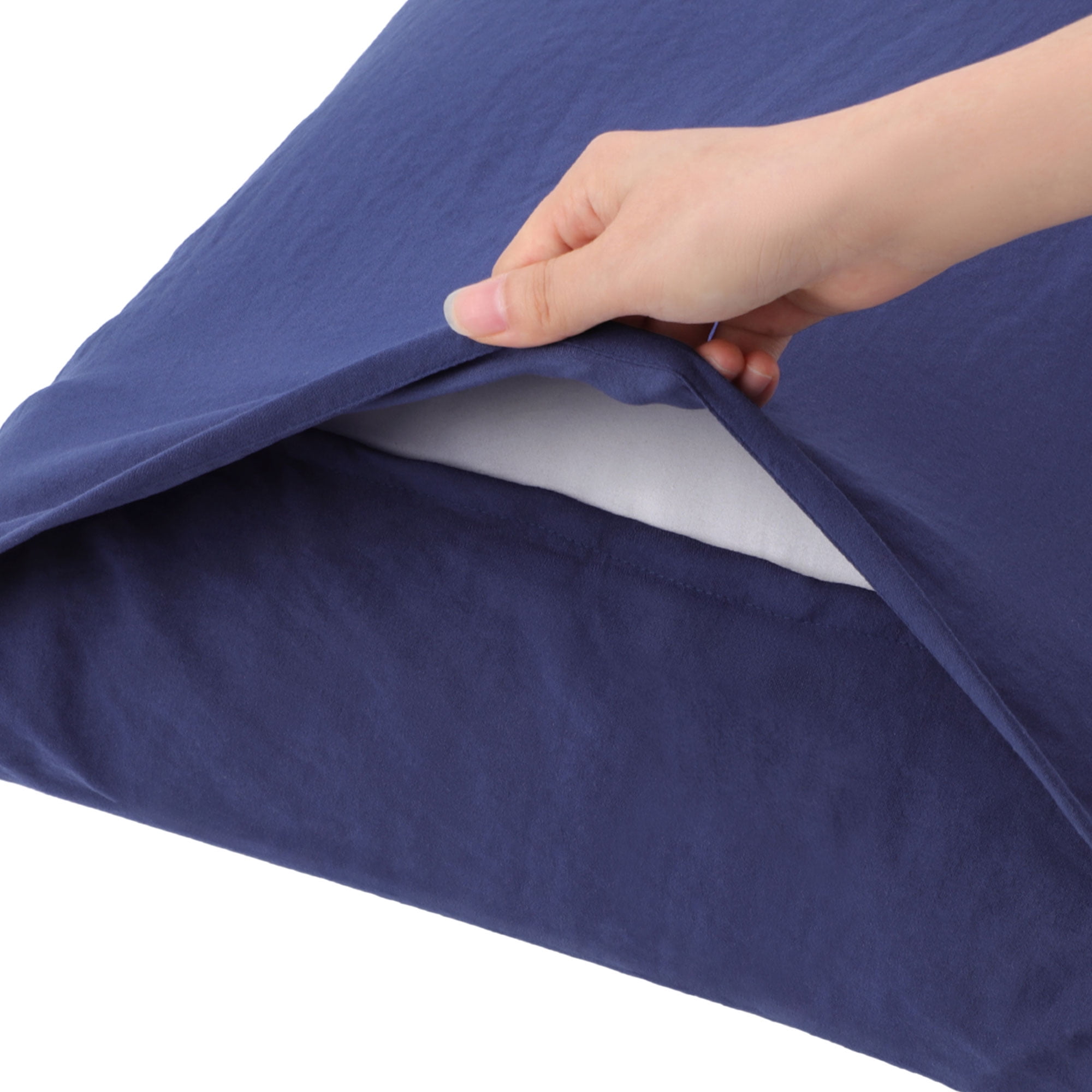 Unique Bargains 2Pcs Envelope Closure Washed Microfiber Pillowcases King Navy Blue