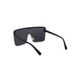 thumbnail image 4 of 80s Retro Robotic Large Shield Flat Top Plastic Sunglasses All Black, 4 of 4
