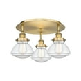 thumbnail image 3 of 916-3C-BB-G322-Innovations Lighting-Olean - 3 Light Flush Mount In Art Deco Style-8 Inches Tall and 18.25 Inches Wide-Brushed Brass Finish-Clear Glass, 3 of 5