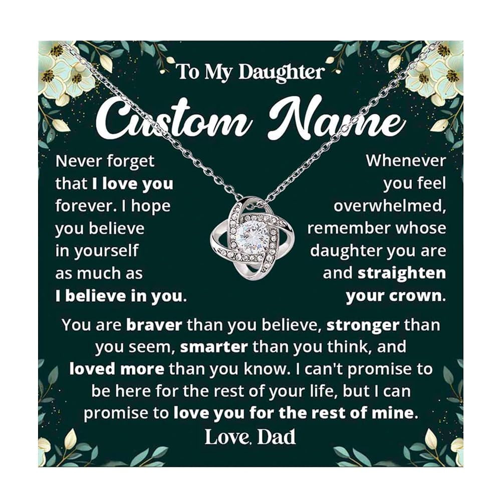 To My Daughter Necklace From Dad, Daughters From Dad, Father Daughter, Graduation Birthday Daughters, Meaningful Her #1193, Gold Love Knot Necklace