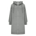 thumbnail image 4 of Titcea Lightweight Jacket Women, Zip Up Drawstring Long Hoodies with Pockets Solid Color Casual Hooded Sweatshirt Warm Comfy Winter Coat(S-2XL), 4 of 5