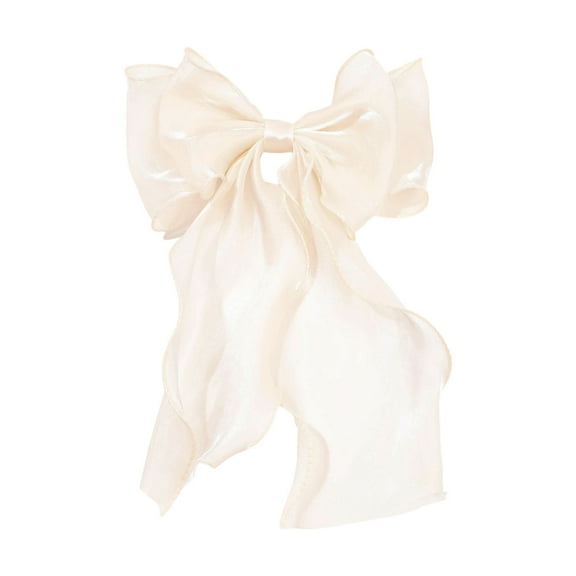 Large Hair Bow Clips for Women - Bright Silk Bows with Long Tail Hair Accessories for Girls