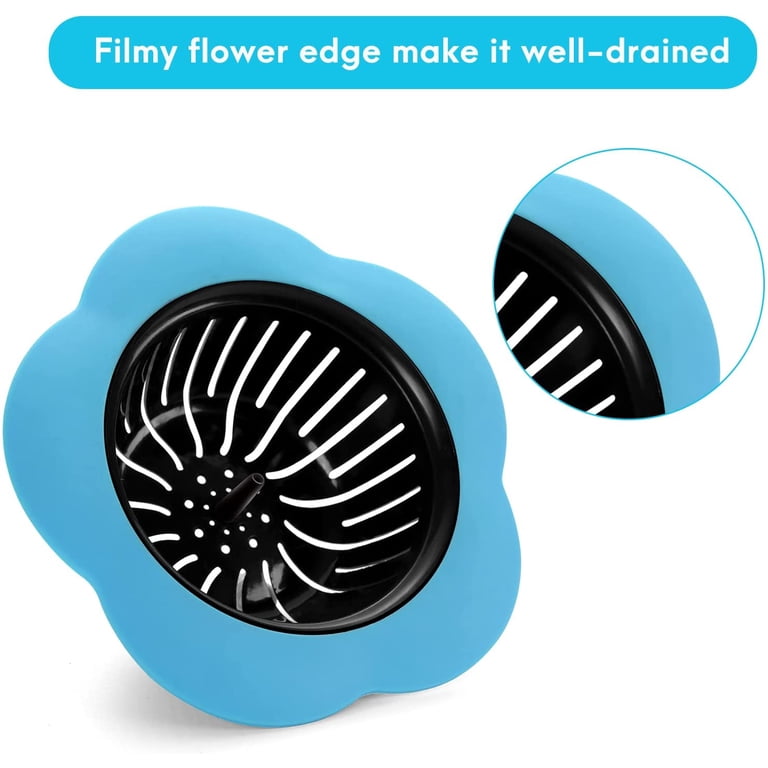 2-Pack Silicone Kitchen Sink Strainer – Black & Gray, 3" Inner Diameter With Stainless Steel Rim And Middle Stem For Easy Cleaning