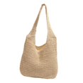 thumbnail image 4 of Bolso de playa tejido, diseño bohemio, portátil, ideal para ir al trabajo. Beige Blanco, 4 of 9