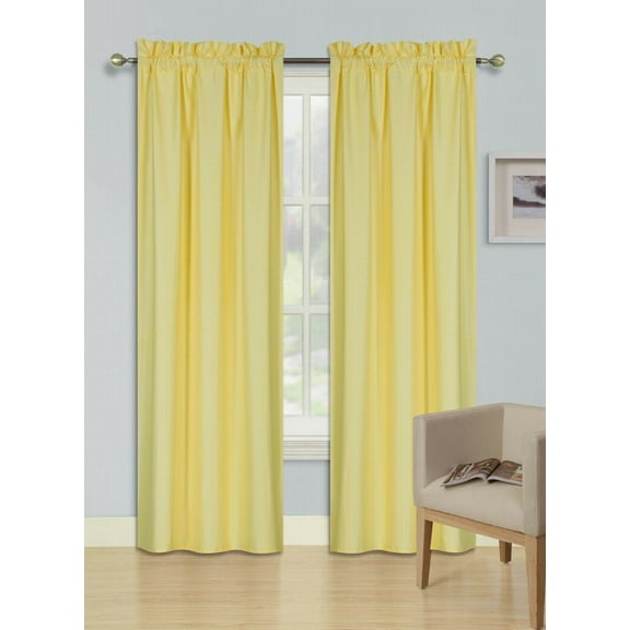 1 Single Panel Solid Foam Backing Lined Room Darkening Blackout Window Curtain Panel Treatment Drape Rod Pocket Matte in Different Sizes 84", YELLOW R64