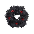 thumbnail image 2 of WWC Halloween Wreath, 17 inch Artificial Silk Black Roses Wreath with Berries, Gothic Halloween Decor Fall for Party Front Door Porch Mantel, 2 of 7