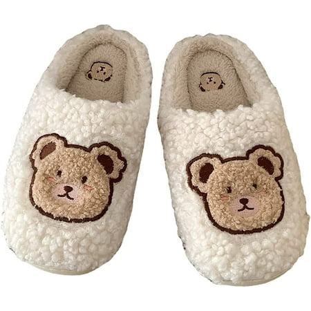 

PIKADINGNIS Bear Sippers Kawaii House Slippers for Women Fuzzy Slippers Fluffy Slippers for Women