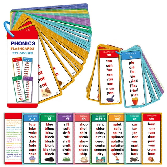 Phonics Word Cards 117 Sound Groups 900+ Rhyming Words Preschool English Discovery Joy, Phonics Word List Card Set, Learn to Read & Spell, Fun Learning Activities