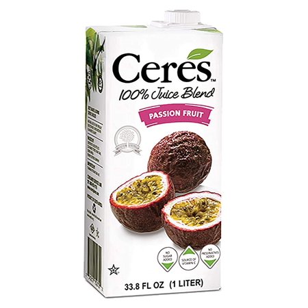 Ceres 100% All Natural Pure Fruit Juice Blend, Passion Fruit - Gluten Free, Rich in Vitamin C, No Added Sugar or Preservatives, Cholesterol Free - 33.8 FL OZ