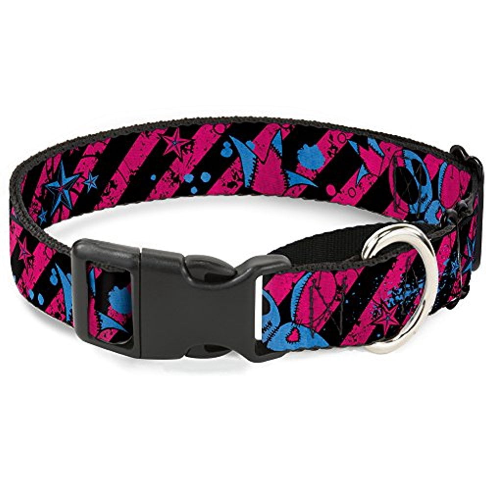buckle-down voodoo black pink blue martingale dog collar