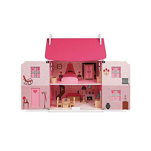 キャトルセゾン購入 JANOD ジャノー リトル.マドモアゼル.ドールハウス Janod Mademoiselle Dolls House – 3-Level Classic Wooden Dollhouse