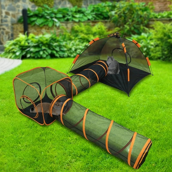 DENEST Outdoor Portable Cat Playpen with Tunnel - Lightweight & Versatile Enclosure