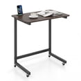 thumbnail image 1 of Gymax Table d'Appoint en Forme de C avec Roues et Fente pour Téléphone Intégrée pour Salon Chambre Brun, 1 of 10