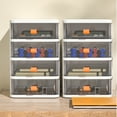 thumbnail image 3 of Uutvery Desk Organizer with Drawers Plastic Storage Drawer Bins Drawer Type Desktop Storage Box Transparent Desktop Organizer with Orange Handle Stackable Drawers for Home Office(4 Layers), 3 of 7
