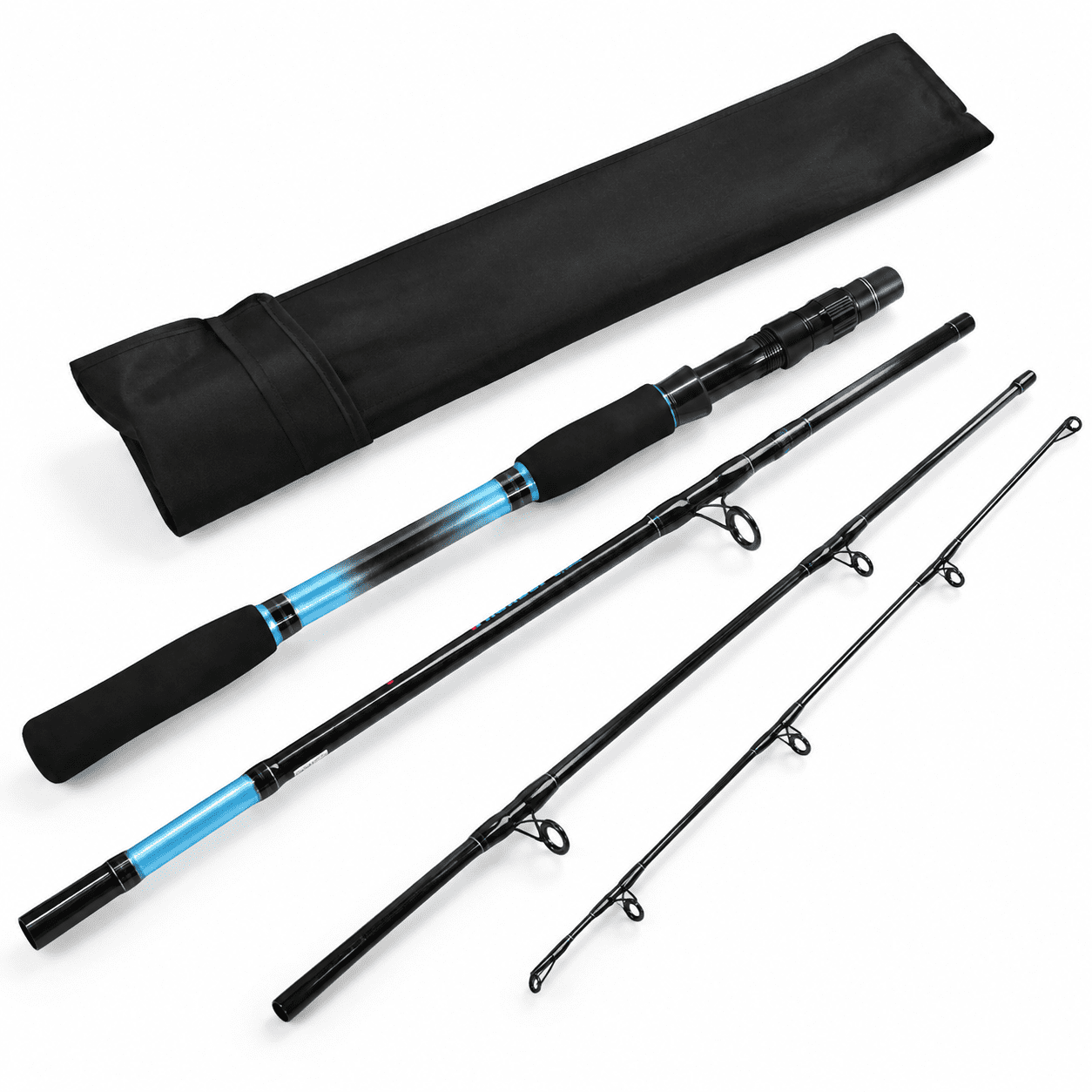 Blue H(30-50lbs) - 4pc 7-foot Carbon Fiber Spinning Boat Fishing Rod Travel Pole