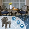 thumbnail image 5 of MEETWARM 2 Piece Patio Dining Chairs with Cushions, Outdoor All-Weather Cast Aluminum Chairs, Patio Bistro Dining Chair Set of 2 for Garden Deck Backyard, Navy Blue, 5 of 7
