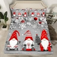thumbnail image 2 of Homewish Cute Cartoon Gnome Queen Sheet Sets,Merry Christmas Flat Sheet,Gray White Red Queen Fitted Sheet For Girls Boys,Luxury Bedroom Decor,4 Pieces, 2 of 7