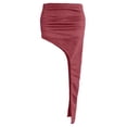 thumbnail image 4 of Wxolcjlv Women's Solid Ruched Asymmetrical Maxi Skirt High Waist Bodycon Chic Going‑Out Skirts, 4 of 4