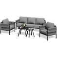 thumbnail image 5 of ECOPATIO 5 Pieces Patio Furniture Set, Modern Outdoor Furniture Patio Sofa Bistro Set with 6" Thickened Cushion, Metal Outdoor Couch Porch Pool Furniture(Grey), 5 of 10