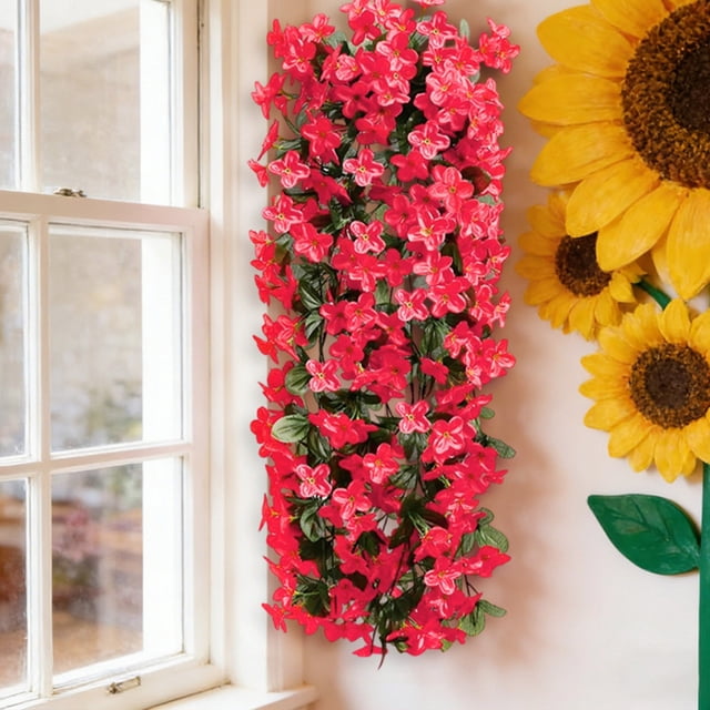Hanging Flowers Artificial Violet Flower Wall Wisteria Basket Hanging Garland Flowers Fake Silk Orchid