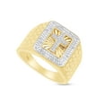 thumbnail image 2 of AFFY 0.10CT White Natural Diamond Cross Men's Ring in 14K Yellow Gold over Sterling Silver-10.5, 2 of 3