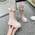 thumbnail image 6 of lnmuld Boots for Girls Stylish Girls High Top Ankle Winter Boots with Elegant Pearl Buckle Design for Youth Casual and Dress Occasions Size:10-10.5 Years, 6 of 9