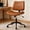 Brown, variant on FASTES Armless Office Chair, Ergonomic Desk Chair Mid-Century Modern Home Vanity Chair Faux Leather Accent Computer Chairs Adjustable Height Swivel, Black