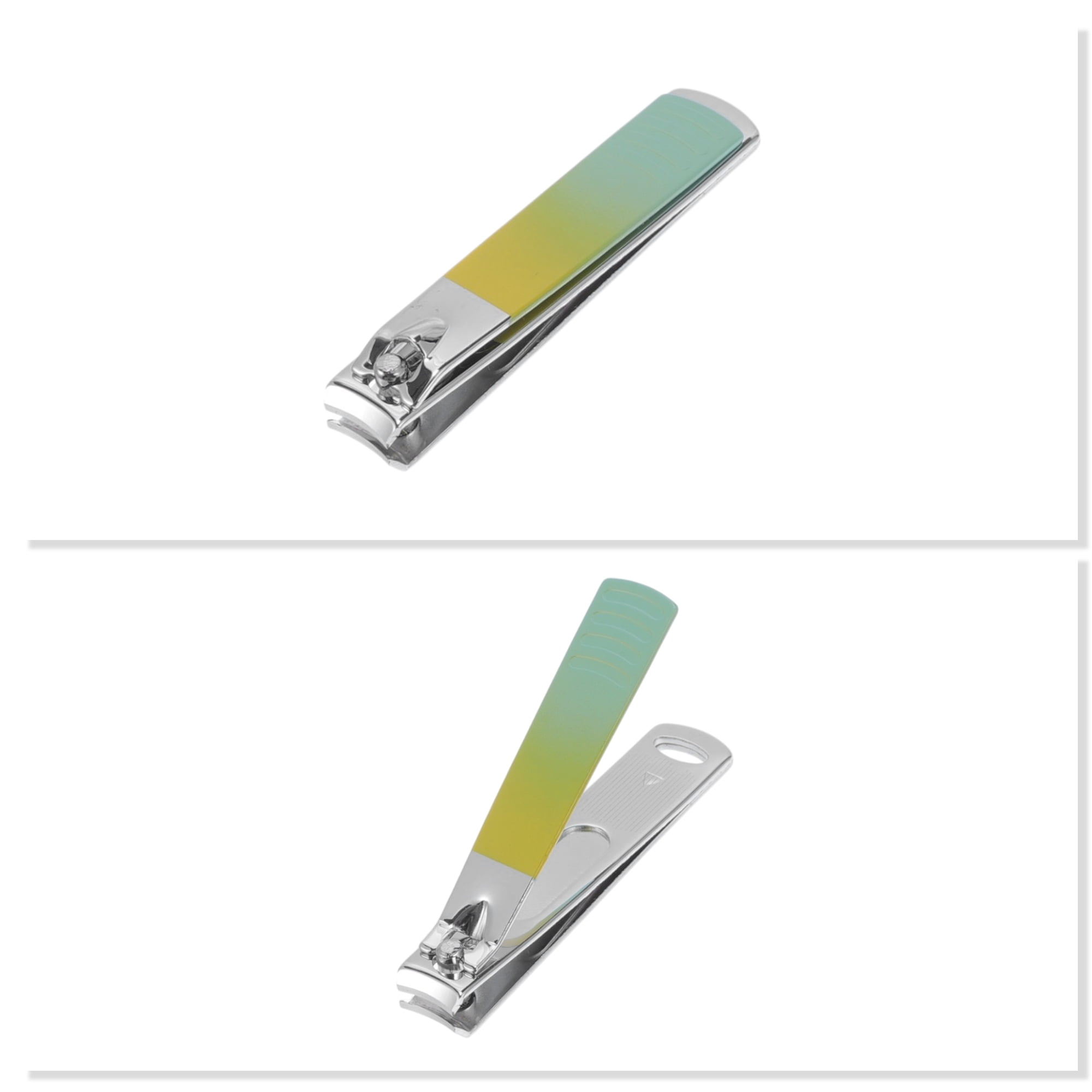 Unique Bargains Round Tail Nail Clippers Set 4 Pcs Yellow, Green