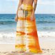 thumbnail image 5 of Pantalones de playa de gasa ligeros para mujer con protección solar, pantalones anchos de estilo bohemio estampados, blusa para mujer, 5 of 7