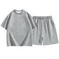 thumbnail image 2 of NTACZA Ensemble de Shorts Homme Uni Manches Courtes Survêtements Sport Homme Col Rond Survêtements m, 2 of 8