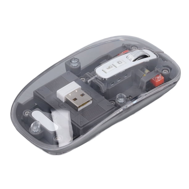 Ratón Inalámbrico, Mouse De Juego Transparente Con Receptor USB, Ratón Silencioso Inalámbrico Ergonómico, 3 Modo 2.4GHz BT1 BT2, 3 DPI Ajustable, Para PC Portátil