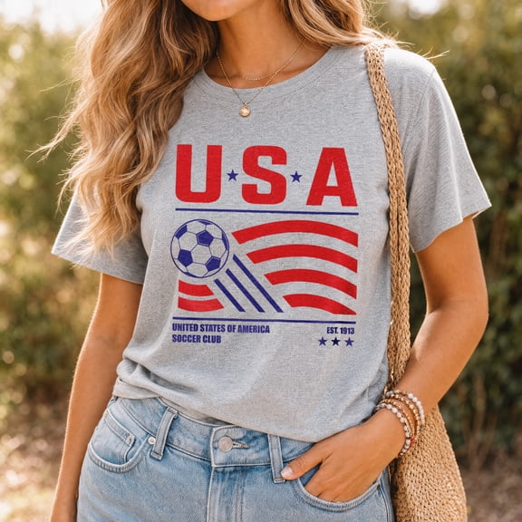 Jollimate United States Of America Soccer Club T-Shirt, USA Fan Girl Shirt, Soccer Lover Gift