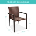 thumbnail image 7 of Best Choice Products Set of 2 Wicker Chairs, Stackable Outdoor Dining Furniture w/ Armrests - Light Brown, 7 of 7