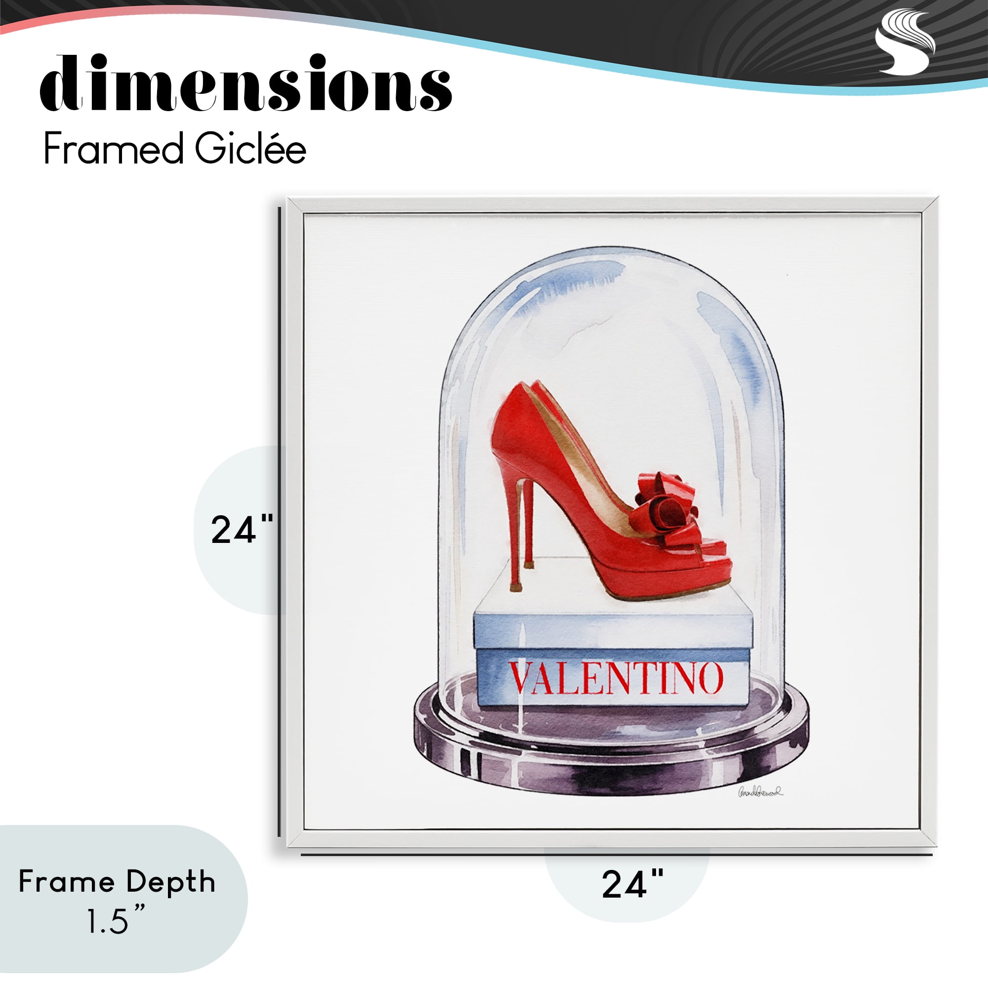 Stupell Industries Red Heels in Bell Jar White Framed Giclee Art, design by Amanda Greenwood