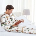 thumbnail image 6 of Yiaed Cute Farm Print Men’s Pajamas Set - Long Sleeve Button Down Sleep Shirt and Pajama Bottoms Sleepwear Set Mens Pjs Sets Men's Pajama Bottoms-Large, 6 of 7