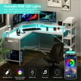 thumbnail image 3 of L Shaped Desk with Power Outlets & LED Lights, 62" Computer Desk with Full Monitor Stand & Storage Shelves, Corner Desk Gaming Desk, Ergonomic Home Office Desk, 3 of 7