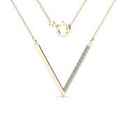 Anygolds 14K Real Solid Gold 0.05ctw Diamond Chevron V Necklace Minimalist Dainty Chevron V Pendant Pendant Chain Necklace - MNC0054Y Yellow Gold