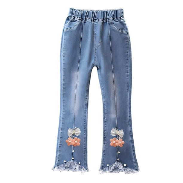 Pantalones vaqueros largos Ropa infantil Vaqueros para niñas Moda primavera-verano Pantalones medianos para niños Pantalones largos para niñas Pantalones vaqueros para niñas