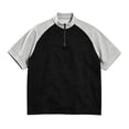 thumbnail image 2 of Hearthz S-4XL Men's Quarter Zip Raglan Mens Short Sleeve Shirt Color Block Stand Collar Pullover Soft Cuffed Sleeve Contrast Colors Mens Shirts Casual, 2 of 5