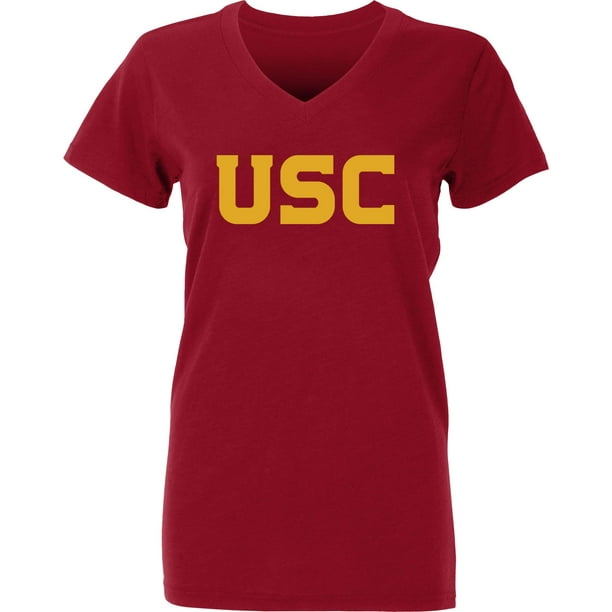 USC Authentic Apparel Women's USC Trojans Cardinal Wordmark VNeck T